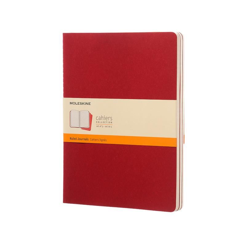 Image for MOLESKINE CAHIERS, SET OF 3 EXTRA LARGE RULED JOURNAL CRANBERRY RED from Angletons Office National