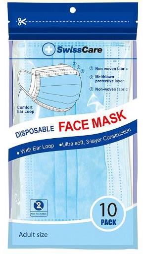 Image for DISPOSABLE 3 PLY FACE MASK WITH ELASTIC LOOP PK10 from Angletons Office National