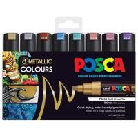 posca pc 8k paint markers metallic assorted 8 pack