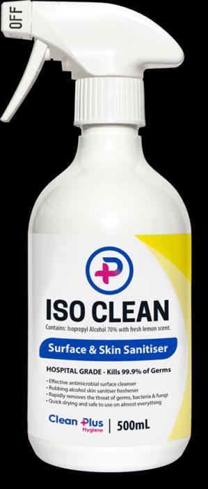 Image for CLEAN PLUS ISO CLEAN SURFACE AND SKIN SANITISER 500ML SPRAY from Copylink Office National