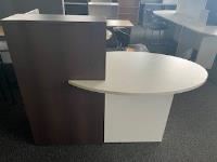 second hand  reception desk 1500l x 900w - white / chocolate